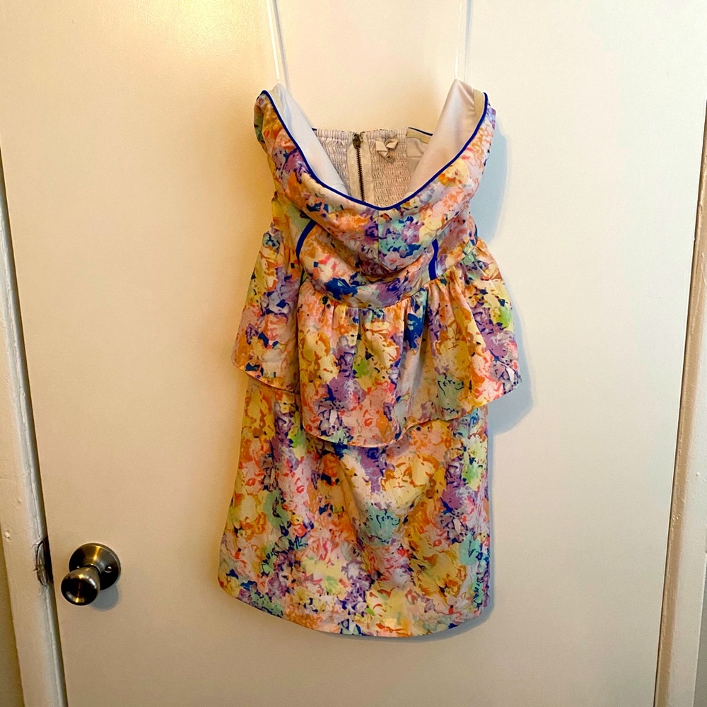 Sugarlips Strapless Floral Peplum Dress